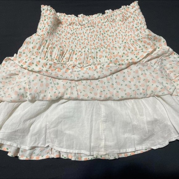 Aerie ruffled mini skirt white/cream with peach design size small - Picture 4 of 6